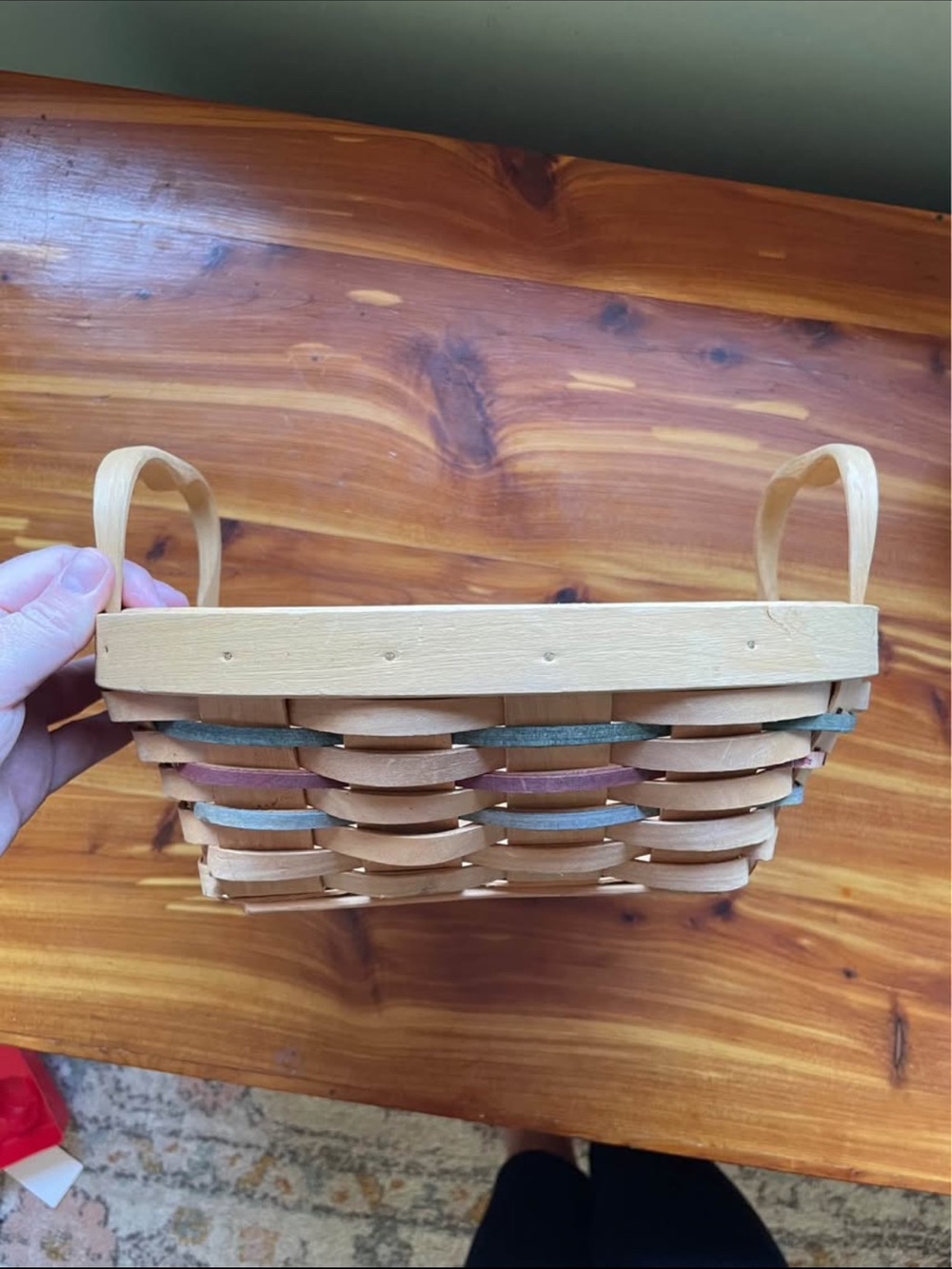 Handmade woven wicker wood basket